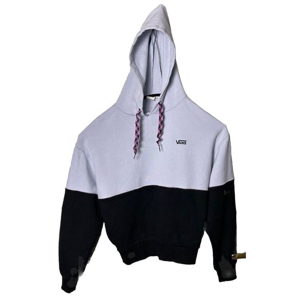Girls Vans XS Hoodie Black Gray with Shoelace Inspired Pink Black Laces Preowned - Picture 1 of 6